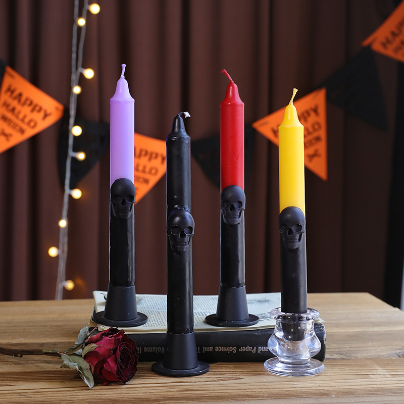 Beeswax Taper Candle - Candele coniche con teschio gotico Autunno
