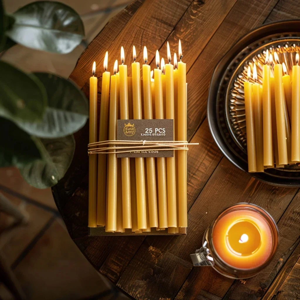 25 PZ/1 PACCHETTO Candela Hanu - Beeswax Taper Candle recensione e prezzo